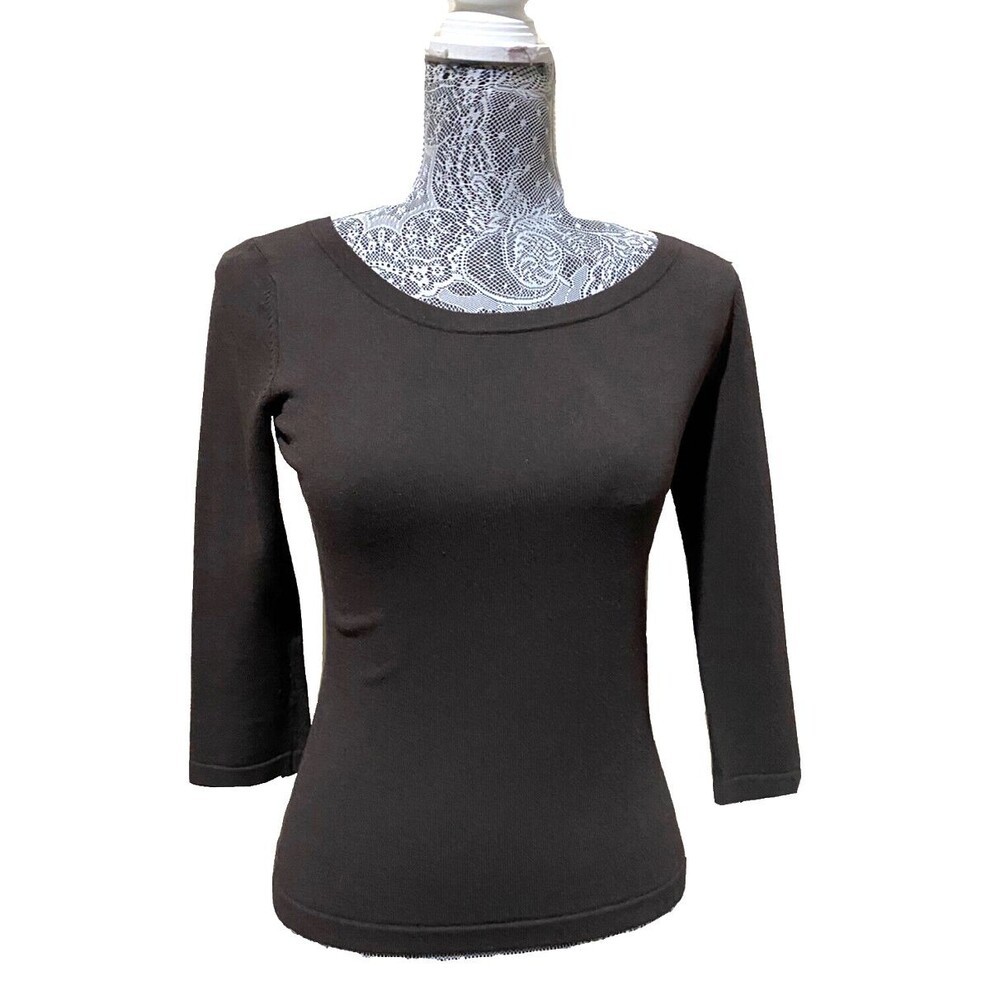Banana Republic Women's XS Knit Sweater Brown Pullover 3/4 Sleeves Shirt Top